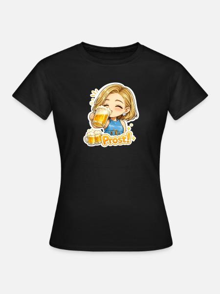 Prost! Fröhliche Biertrinker-Illustration - Frauen T-Shirt - Schwarz