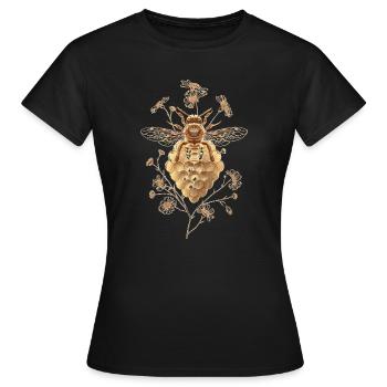 Abeille dorée sur nid d’abeille - T-shirt Femme - noir - Devant - AI Model Female 172 dark (172cm)
