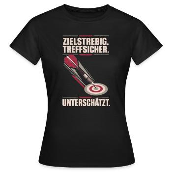 Unterschätzt Dartspieler Pfeil im Ziel Weinrot - Frauen T-Shirt - Schwarz - Vorne - AI Model Female 172 dark (172cm)