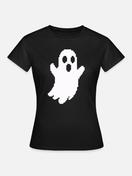 Weißer Geister-Silhouette Print - Frauen T-Shirt - Schwarz