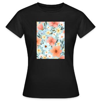 Pastel Floral Motif Floral - T-shirt Femme - noir - Devant - AI Model Female 172 dark (172cm)