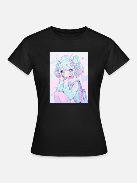 anime, anime girl, anime mädchen, elfe - Frauen T-Shirt - Schwarz