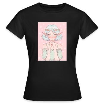 Anime, Fille d’anime, Fille d’anime, Elfe - T-shirt Femme - noir - Devant - AI Model Female 172 dark (172cm)