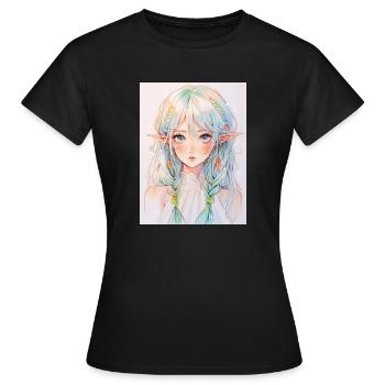Anime, Fille d’anime, Fille d’anime, Elfe - T-shirt Femme - noir - Devant - AI Model Female 172 dark (172cm)