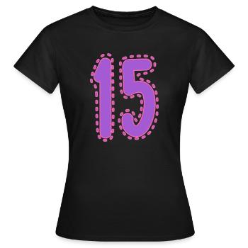 15. 15 YEARS. 15th ANNIVERSARY. 15 YEAR ANNIVERSARY. - Women's T-Shirt - black - Front - AI Model Female 172 dark (172cm)