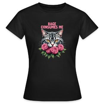 Rage Consumes Me Funny Catflower - Women's T-Shirt - black - Front - AI Model Female 172 dark (172cm)
