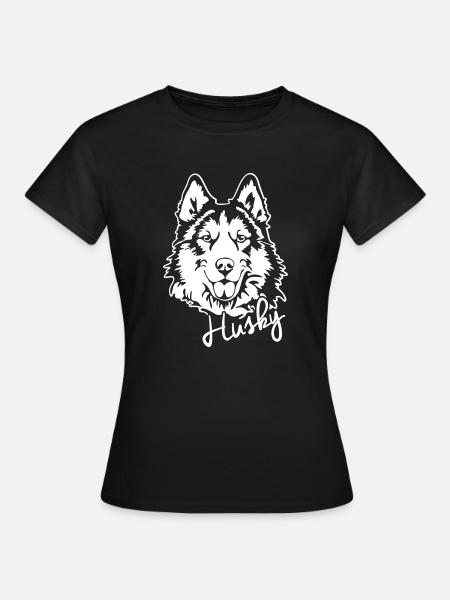 HUSKY PORTRAIT - Frauen T-Shirt - Schwarz