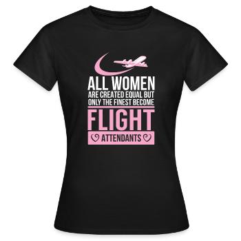 Flight attendant - Flugbegleiterin - Stewardess - - Frauen T-Shirt - Schwarz - Vorne - AI Model Female 172 dark (172cm)