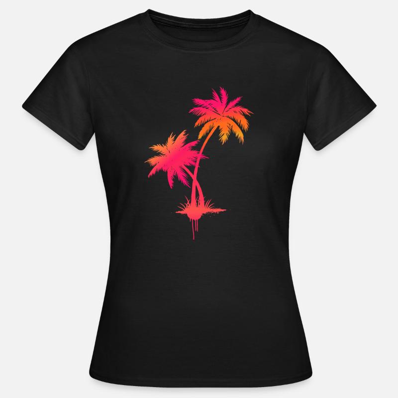 Palm tree graffiti in neon surf style - Women's T-Shirt - black