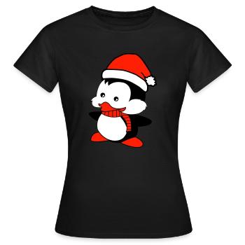 pinguin liebt weihnachten - Frauen T-Shirt - Schwarz - Vorne - AI Model Female 172 dark (172cm)