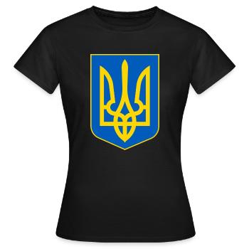 Armoiries de l’Ukraine Wappen Emblème Ukraine - T-shirt Femme - noir - Devant - AI Model Female 172 dark (172cm)