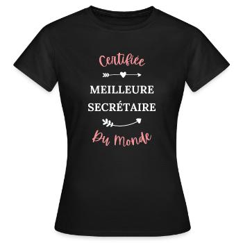 Certifiée meilleure secrétaire du monde - T-shirt Femme - noir - Devant - AI Model Female 172 dark (172cm)