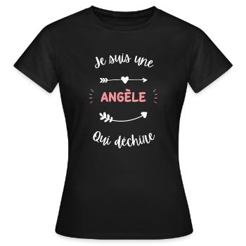 Je suis une Angèle qui déchire - T-shirt Femme - noir - Devant - AI Model Female 172 dark (172cm)