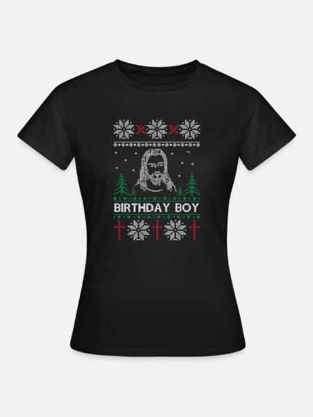 Birthday Boy Jesus Ugly Christmas Sweater - T-shirt dam - svart