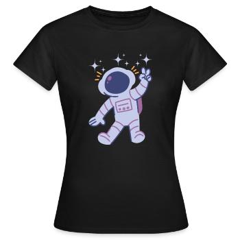 Astronaut Spaceman Geschenk Geschenkidee - Frauen T-Shirt - Schwarz - Vorne - AI Model Female 172 dark (172cm)