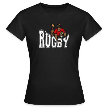T-shirt Humour Rugby Essai - T-shirt Femme - noir - Devant - AI Model Female 172 dark (172cm)