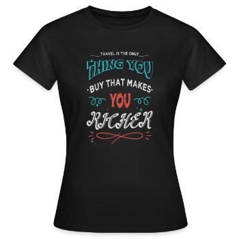 Travel Bug Camping Partner Birthday Present Idea - Women's T-Shirt - black - Front - AI Model Female 172 dark (172cm)