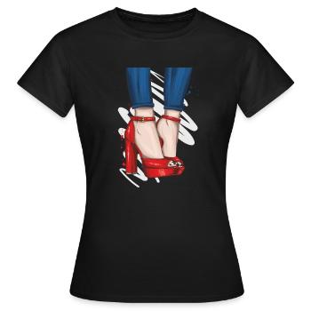 Red heels - Frauen T-Shirt - Schwarz - Vorne - AI Model Female 172 dark (172cm)