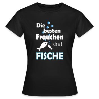 Sternzeichen Fisch Hund Frauchen - Frauen T-Shirt - Schwarz - Vorne - AI Model Female 172 dark (172cm)