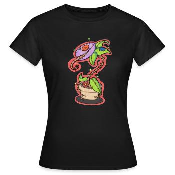 Voodoo Puppe Fleischfressende Pflanze - Frauen T-Shirt - Schwarz - Vorne - AI Model Female 172 dark (172cm)