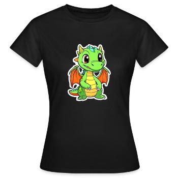 Niedlicher Drache - Frauen T-Shirt - Schwarz - Vorne - AI Model Female 172 dark (172cm)