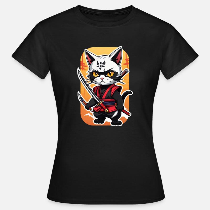 Ninja Cat - Samurai Kitten - Women's T-Shirt - black