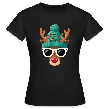 Weihnachts Rentier mit roter Nase - Frauen T-Shirt - Schwarz - Vorne - AI Model Female 172 dark (172cm)
