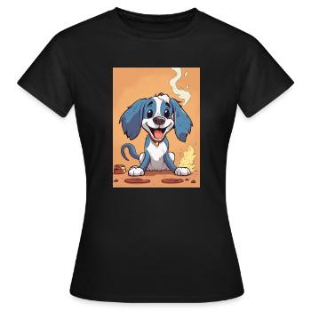 A Hilarious Tale: The Fire-Farting Dog - Women's T-Shirt - black - Front - AI Model Female 172 dark (172cm)