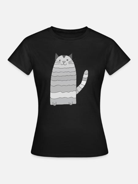 katze geringelt graustufen - Frauen T-Shirt - Schwarz