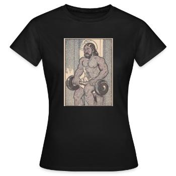 Vintage Muskelmann Jesus Gym - Frauen T-Shirt - Schwarz - Vorne - AI Model Female 172 dark (172cm)