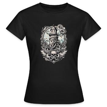 La marée murmure, l’abîme engloutit - T-shirt Femme - noir - Devant - AI Model Female 172 dark (172cm)