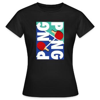 Ping Pong sports racket design - Women's T-Shirt - black - Front - AI Model Female 172 dark (172cm)