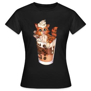Lustige Katze in Latte Macchiato Geschenkidee - Frauen T-Shirt - Schwarz - Vorne - AI Model Female 172 dark (172cm)
