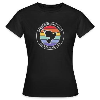 Menschenrechte statt rechte Menschen - Frauen T-Shirt - Schwarz - Vorne - AI Model Female 172 dark (172cm)