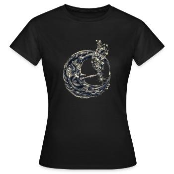 Mond mit Pfeife - Frauen T-Shirt - Schwarz - Vorne - AI Model Female 172 dark (172cm)
