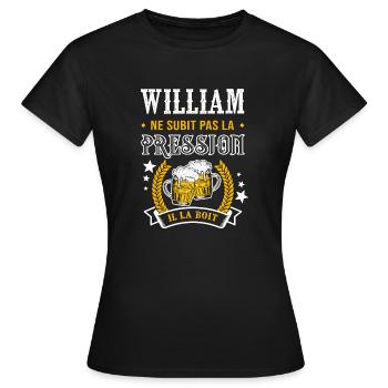 William bière william cadeau William fêtes - T-shirt Femme - noir - Devant - AI Model Female 172 dark (172cm)