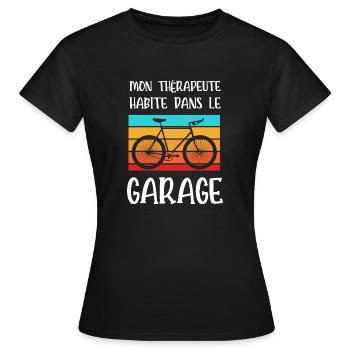 mon thérapeute habite dans le garage - T-shirt Femme - noir - Devant - AI Model Female 172 dark (172cm)