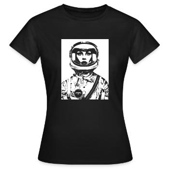 ASTRONAUTIN ASTRONAUT FRAU FRAUENPOWER STENCIL - Frauen T-Shirt - Schwarz - Vorne - AI Model Female 172 dark (172cm)