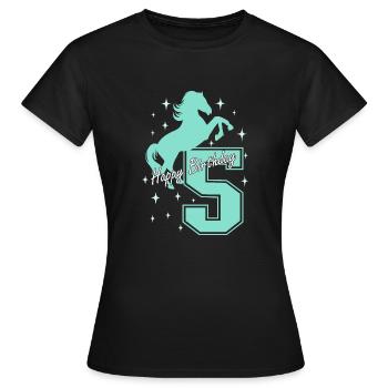 5. Geburtstag Reiten Pferd Reitstall - Frauen T-Shirt - Schwarz - Vorne - AI Model Female 172 dark (172cm)
