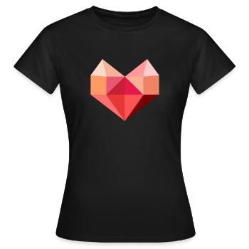 coeur rose - T-shirt Femme - noir - Devant - AI Model Female 172 dark (172cm)