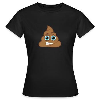 Emoji poop pile poop embarrassing - Women's T-Shirt - black - Front - AI Model Female 172 dark (172cm)