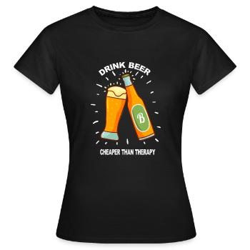 Bière Verre de bière Bouteilles de bière Boissons Cadeaux - T-shirt Femme - noir - Devant - AI Model Female 172 dark (172cm)