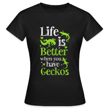 Geckos Lizard Terrarium - T-shirt Femme - noir - Devant - AI Model Female 172 dark (172cm)