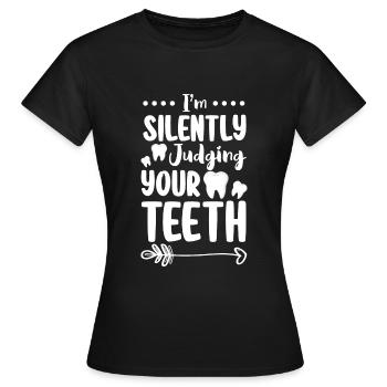 Dents Profession Infirmière Mâchoire - T-shirt Femme - noir - Devant - AI Model Female 172 dark (172cm)