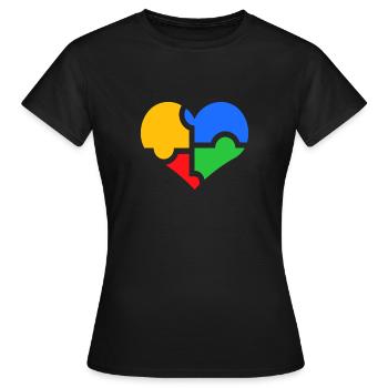 Puzzle coeur d'amour autiste autiste - T-shirt Femme - noir - Devant - AI Model Female 172 dark (172cm)