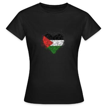 Coeur De Palestine Drapeau Vintage - T-shirt Femme - noir - Devant - AI Model Female 172 dark (172cm)