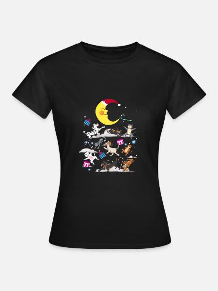 Christmas Cats Dogs Cadeaux De Noël - Dame-T-shirt - sort