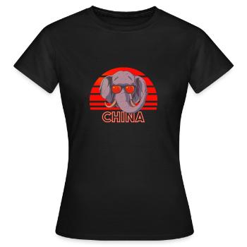 China - Women's T-Shirt - black - Front - AI Model Female 172 dark (172cm)