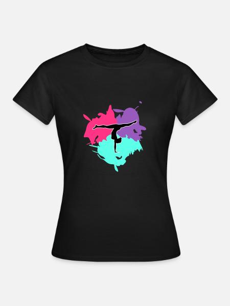 Turnen, Turnerin und Farb Splash - Frauen T-Shirt - Schwarz