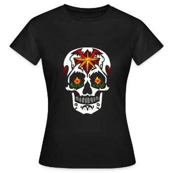 Totenkopf - Frauen T-Shirt - Schwarz - Vorne - AI Model Female 172 dark (172cm)